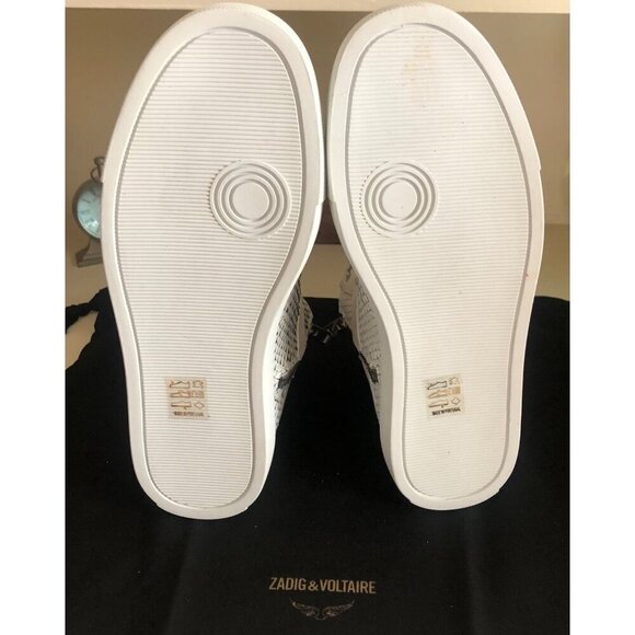 NIB Zadig & Voltaire High Flash Keith Leather Suede Sneaker Snake look Size 7 - Picture 10 of 13